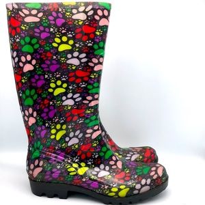 Paw Print Rain Boots size 8